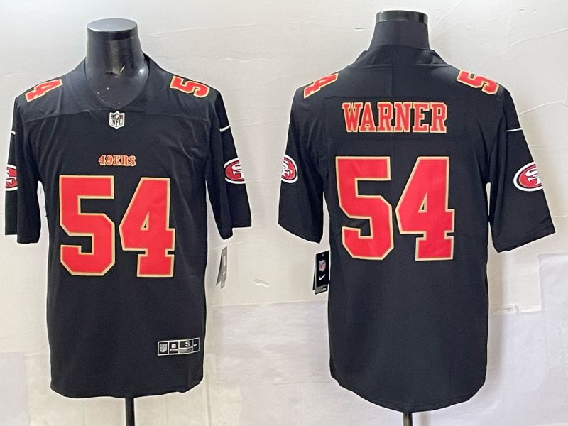 Men San Francisco 49ers #54 Warner Black gold Nike Limited NFL 2025 Jersey style 01